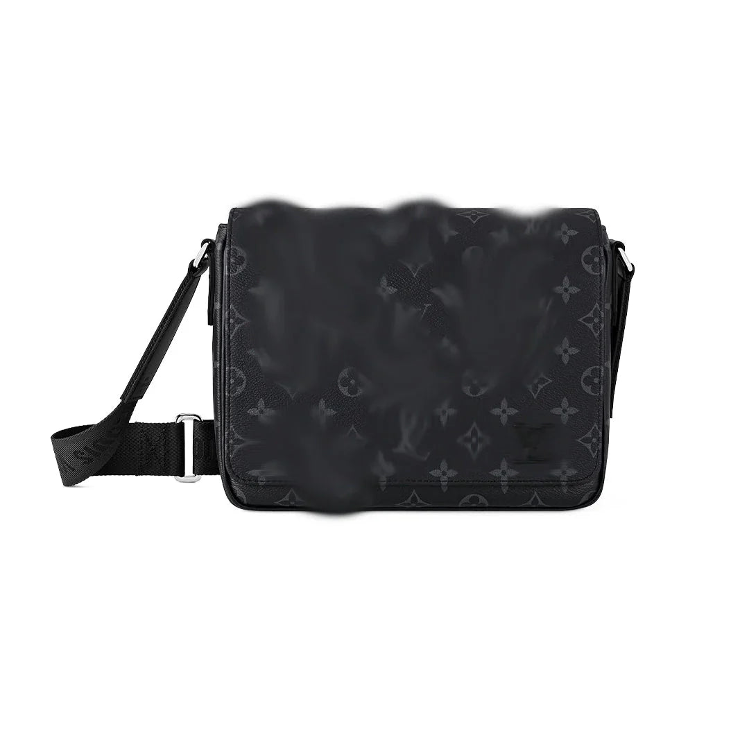 CHEQUERED MESSENGER BAG - BLACK